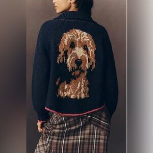 Anthropologie Navy Dog Sweater